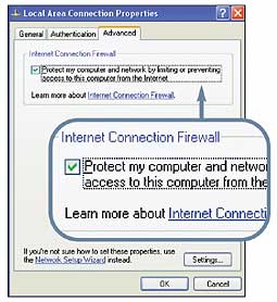 Enabling Windows XP's Internet Connection Firewall provides your PC with a minimal level of protection.